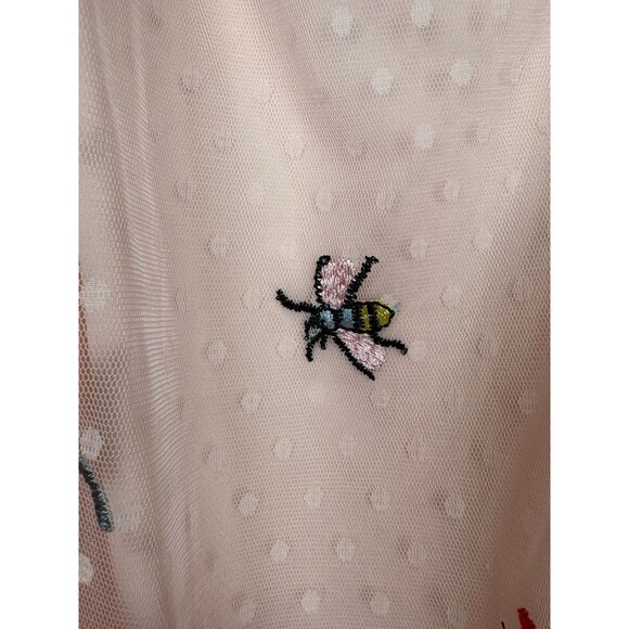 Betsy Johnson Pink Ruffle Tiered Cottagecore Bees Bugs Polka Dot Dress, Size 12 - Picture 10 of 15